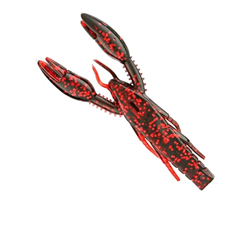 Soft Plastic Craw Bait - Psycho Dad 3.75" - Black with Red Flake (5 Pack)