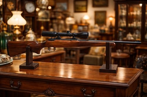 Rustic Wood Gun Display Stand for Rifles & Firearms - Collectibles Showcase