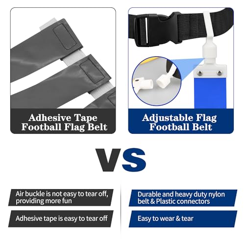 Adjustable Flag Football Belt Set - 2 Pcs Red with Flags