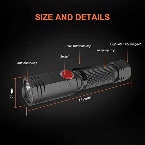 NICRON B74T Red Light Flashlight, Rechargeable LED White Light 700 Lumen with Magnetic Base, Clip, IP65 Waterproof for Camping, Night Walking, Emergency