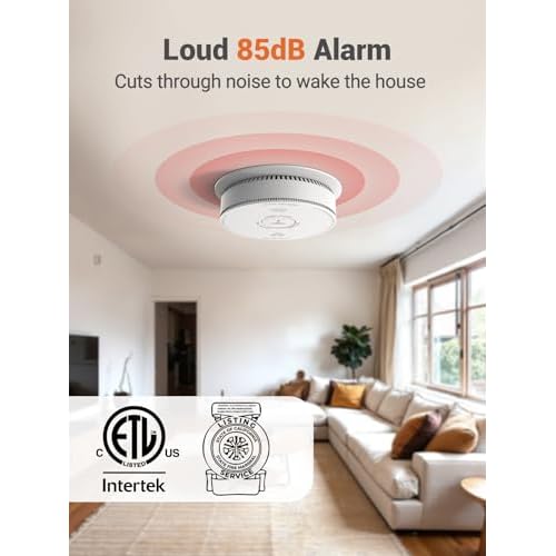 Jemay Smoke Alarm Detector, 10-Year Battery Fire Alarms Photoelectric Smoke Detectors with Voice Alert & Failure Warning, Easy Install Fire Detector for House, UL217-9th,1 Packs