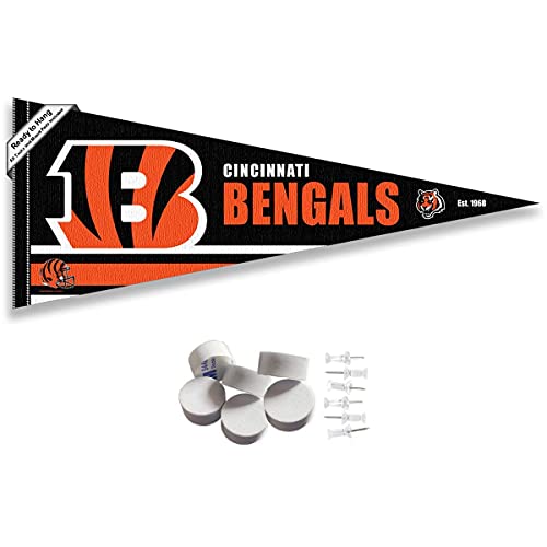 Cincinnati Bengals Pennant Banner Wall Decor with Adhesive Tacks - Officially Licensed Sports Fan Gift