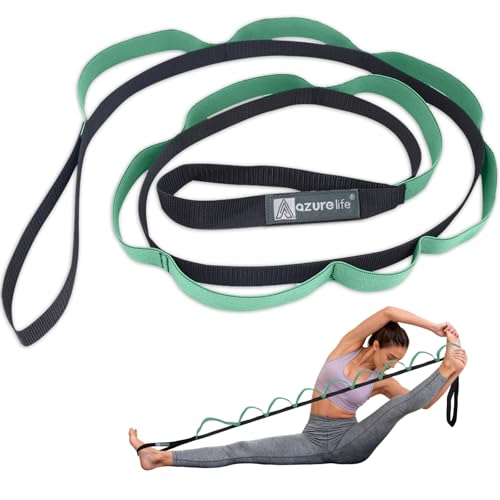 Half-Elastic Stretch Strap with 11 Loops - 68-Inch Yoga Band - Purist Blue