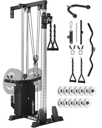 Cable Crossover Machine with Adjustable Pulley System - Dark Black