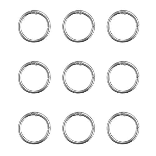 1-Inch Round Spring O-Rings - Zinc Alloy Snap Clips - 10-Pack - Silver