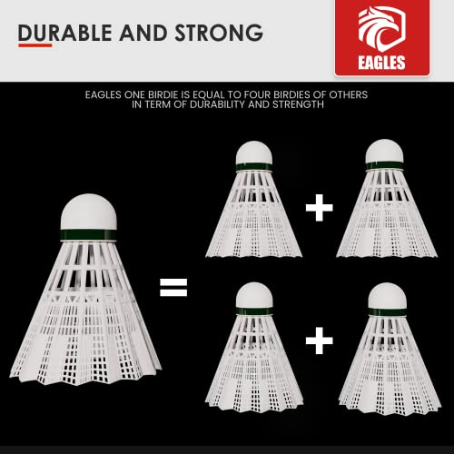 Nylon Badminton Shuttlecocks - Extra Durable 6 Pack - White