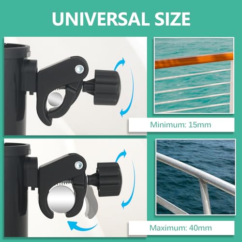 Racgrul Marine Boat Rail Cup Holder No-Drill Clamp for Bimini Top & PWC