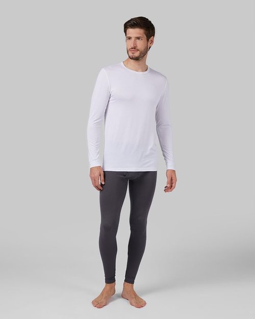 32 Degrees Heat Men’s Lightweight Baselayer Crew Top – Thermal Long Sleeve Shirt Cold Weather, White, Large