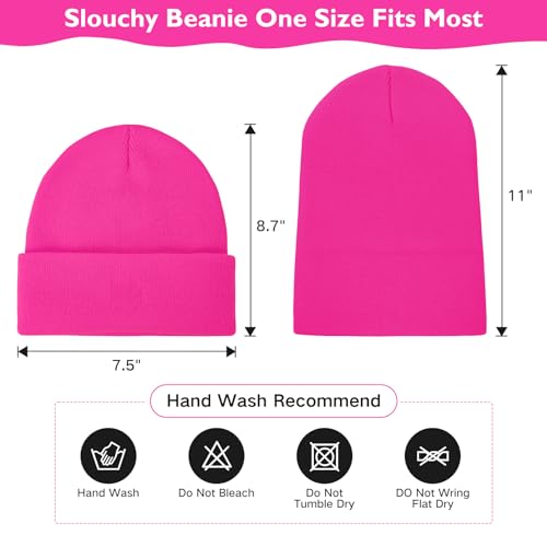 Warm Slouchy Beanie for Men & Women - Hot Pink One Size
