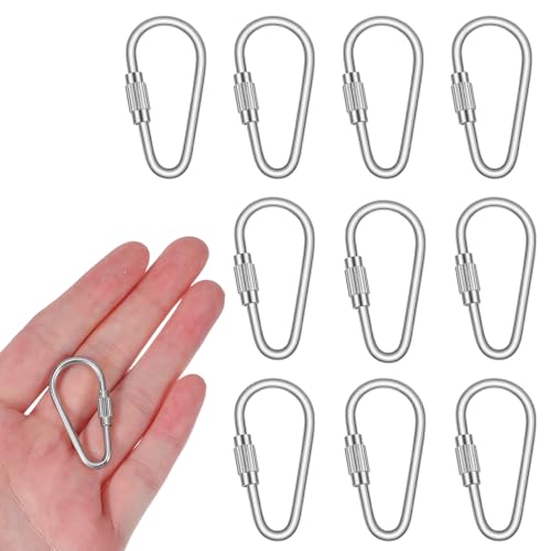 Small Locking Carabiners - 15 Pack Stainless Steel Key Hooks - Mini Locking Carabiner with Twist Lock - Variation 10