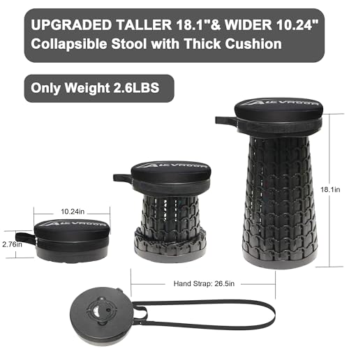ALEVMOOM Black 10.24x10.24x18.1 Inch Collapsible Camping Stool, 800Lbs Capacity