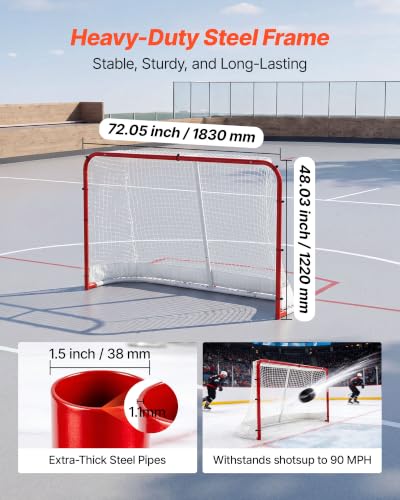 Heavy-Duty Steel Street Hockey Goal - 72" x 48"