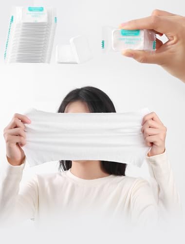 Disposable Travel Washcloths - 25 Count, Extra Thick & Quick-Expanding