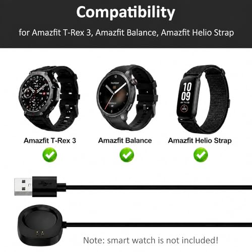 Magnetic Charger Cable for Amazfit Helio, T-Rex 3 & PRO