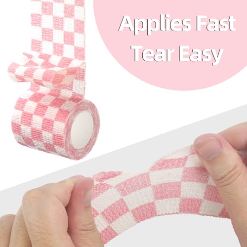 Self-Adhesive Bandage Wrap - 2 Inch x 5 Yards, 6 Pack - Grid Mix