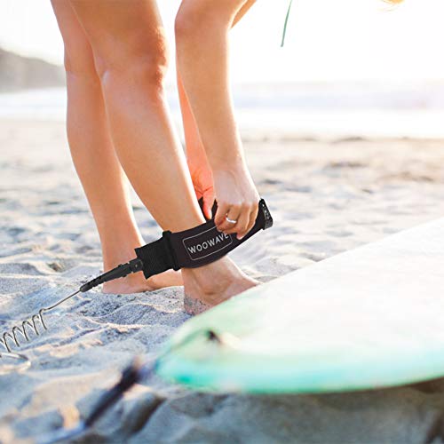 WOOWAVE SUP Leash Premium 10ft Coiled Surfboard Leash with 7mm Cord & Quick Release