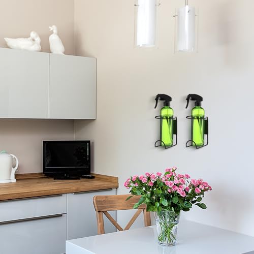 4 Pcs Spray Bottle Holder Wall Mount Heavy Duty Spray Bottle Rack Stainless Steel Storage Rack Garage Can Organizer Craft with Hardware (Black)