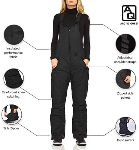 Arctic Quest Women's Snow Bib Large Grey Tie Winter Snow Pants