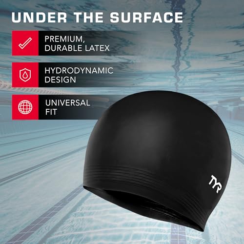 Latex Adult Swim Cap - Durable Hydrodynamic Swimming Headwear - Black