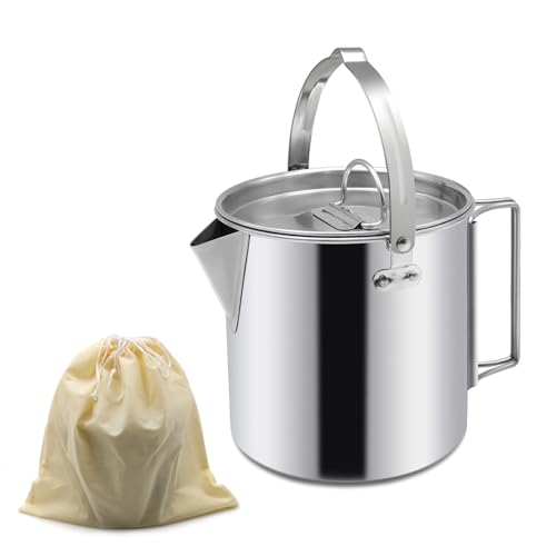 Camping Kettle 1.2L Portable Stainless Steel Coffee Pot