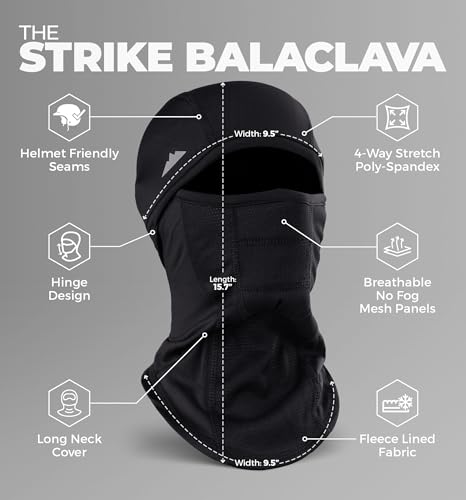 Winter Balaclava Ski Mask - One Size Black Face Mask for Men & Women