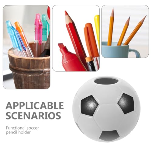 Ceramic Soccer Ball Pen Holder - 12x12x11cm Sports Desk Organizer