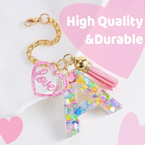 Personalized Letter Charm Keychain for Stanley Cup - A Pink