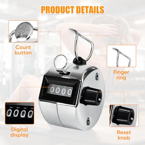 4-Digit Handheld Tally Counter - Durable Stainless Steel Clicker