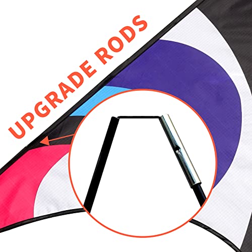 Large Triangle Beach Kite - Easy to Fly for Kids & Adults - Blue/Black