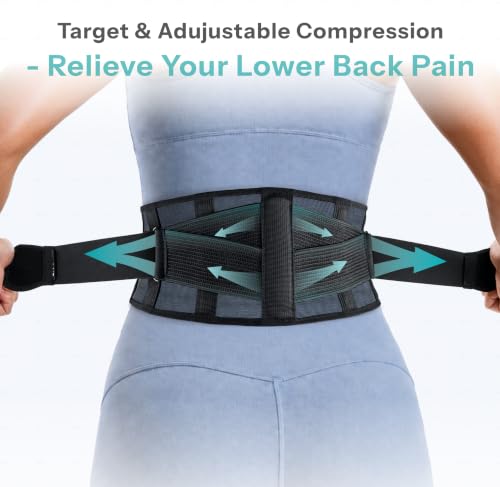 TitanGuard Ultra-Thin Back Brace for Lower Back Pain M/L 33''-43'' - Breathable, Adjustable Slim Support