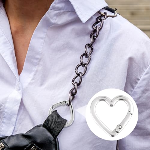 Heart Shaped Keychain Clip - 4pcs Zinc Alloy Silver Carabiner