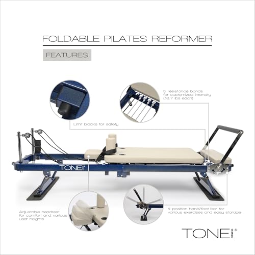 Foldable Pilates Reformer - Portable Home Workout Equipment with Adjustable Resistance Bands