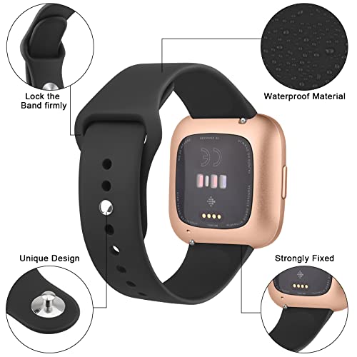 Waterproof Silicone Bands for Fitbit Versa 2 - Black/Black