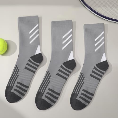 Compression Athletic Crew Socks - 3 Pairs, Gray