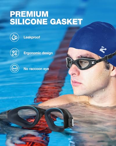 ZIONOR G1 Air Polarized Swim Goggles Adult Black Frame Clear Lens - Open Water & Pool