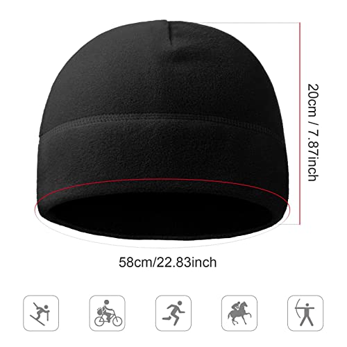 Warm Fleece Beanie Hat - Tactical Watch Cap for Youth & Men - Black