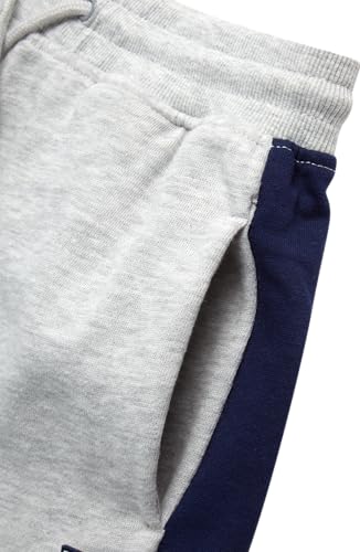 Boys Athletic Shorts - Mesh Fleece Basketball Shorts with Drawstring & Pockets - Heather Grey Side Panel / Size 10-12