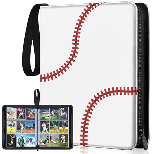 Kitoyz Baseball Card Sleeves Binder Set - 900 Pockets, Card Protectors, Removable Pages for Trading & Sport Cards