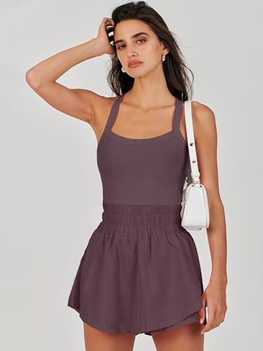 Women’s Purple Brown ANRABESS Tennis Dress Athletic Romper Small Summer
