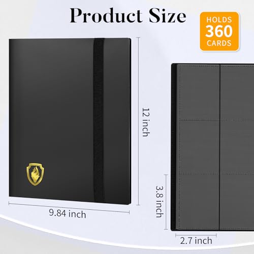 Heavy Duty Card Binder, Fabmaker 9 Pocket Trading Binder for 360 Cards