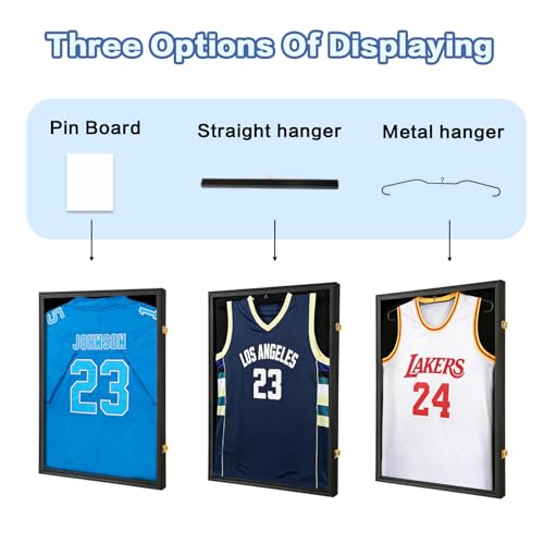 Jersey Frame Display Case - Black Shadow Box for Sports Jerseys