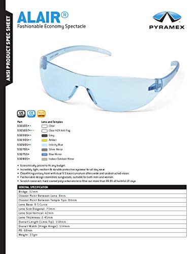 Safety Glasses - Pyramex Alair Infinity Blue Frame/Lens ANSI Z87+