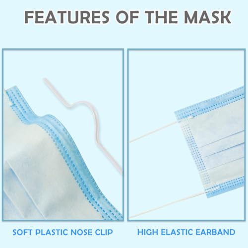 Disposable Face Masks, Medical Grade 3 Ply Protection for Adults - Comfortable, Soft, Breathable, 3 layer