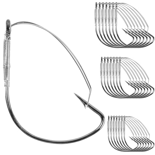 Weedless Wacky Rig Hooks - 25pcs Stainless Steel Bass Fishing