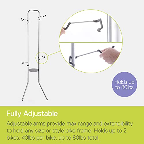 Adjustable Bike Storage Rack - Gravity Stand for 2 Bicycles - Silver