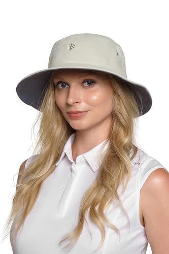 Coolibar Men's Nate Chlorine Resistant Bucket Hat Small-Medium Stone UPF 50+ Sun Protection