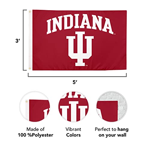 Indiana University Hoosiers Flag - 3x5 Ft Red, Single-Sided