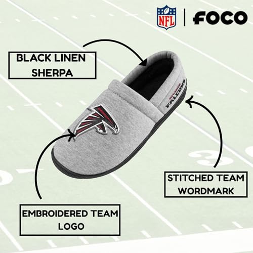 NFL Men's Sherpa Moccasins Slippers - Atlanta Falcons, Size 11-12