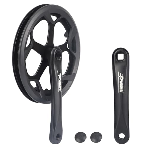 WEEROCK 48T 170mm Aluminium Alloy Crankset with Steel 46/48/52T Chainring & Double Chain Cover for E-Bikes Folding Bicycles