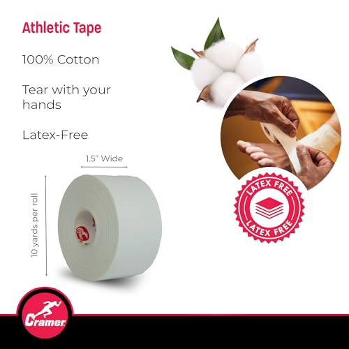 Athletic Tape 1.5 inch x 10 Yards - Easy Tear Sports Wrap - White